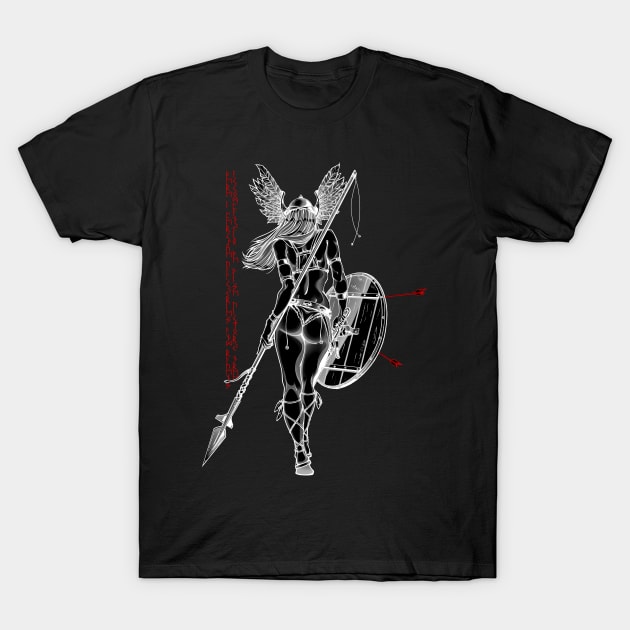 Valkyrie of Ravens (Negative) T-Shirt by ValhallaBlack